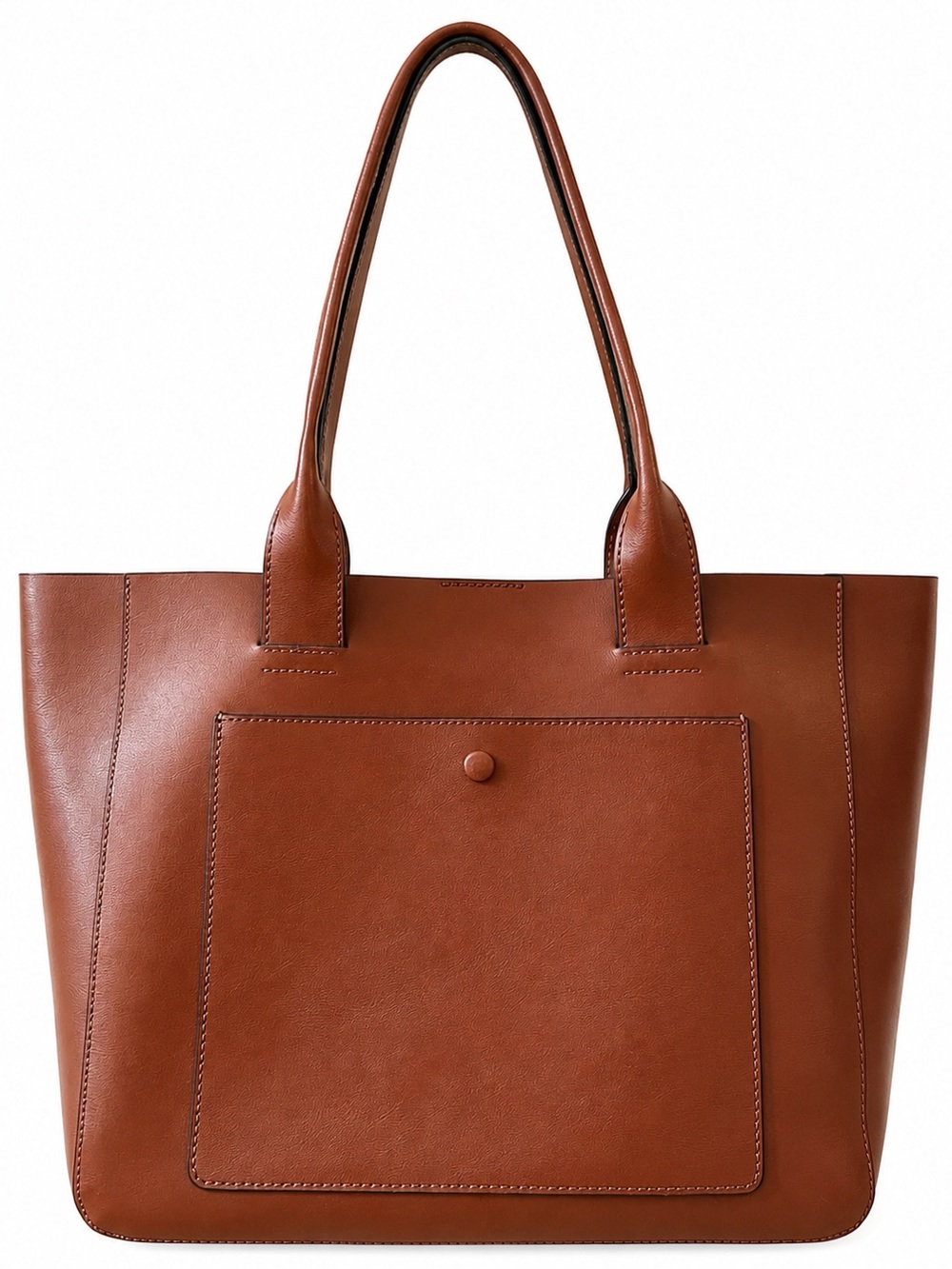 Banana Republic Large East-West Leather Tote Shoulder Bag in Cognac Brown